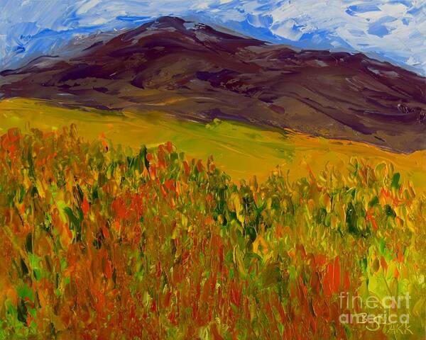  Art Print featuring the painting Purple Mountain View by Barrie Stark