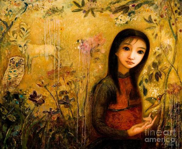 Portrait Art Print featuring the painting Raining Garden by Shijun Munns