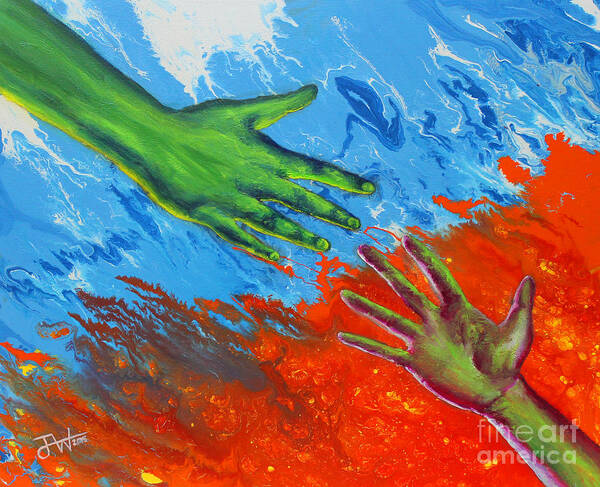 Hands Art Print featuring the painting Reaching for Life by Jerome Wilson