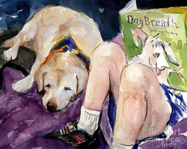 Therapy Dog Art Print featuring the painting Read To Me by Molly Poole