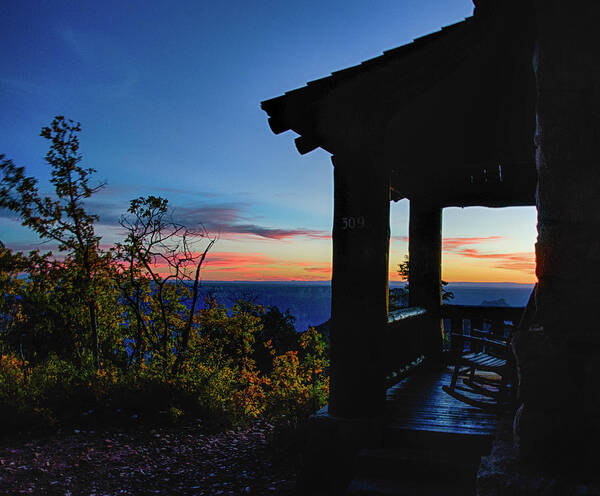 Cabin Art Print featuring the photograph Ready for sunset by Gaelyn Olmsted