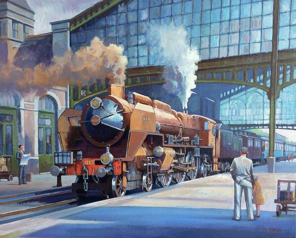 Steam Art Print featuring the painting Rebuilt Chapelon Pacific at Calais. by Mike Jeffries