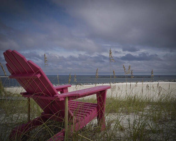 Beach orange Beach Art Print featuring the photograph Red Chair View by Just Birmingham