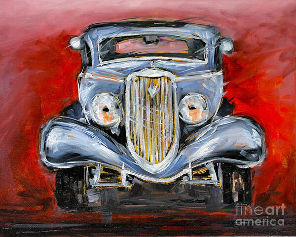 Ford Art Print featuring the painting Red Hot Rod by Alan Metzger