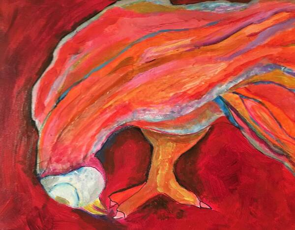 Red Art Print featuring the painting Red Owl by Rosalinde Reece