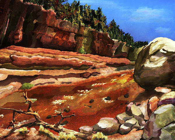 Red Rock Art Print featuring the digital art Red Rock Canyon by Ken Taylor
