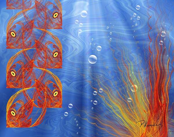 Orange Art Print featuring the digital art Reef by Patricia Kemke