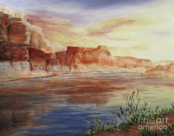 Landscape Art Print featuring the painting Reflections by Roseann Gilmore