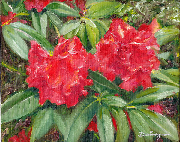 Rhododendrons Art Print featuring the painting Rhododendrons by Dai Wynn