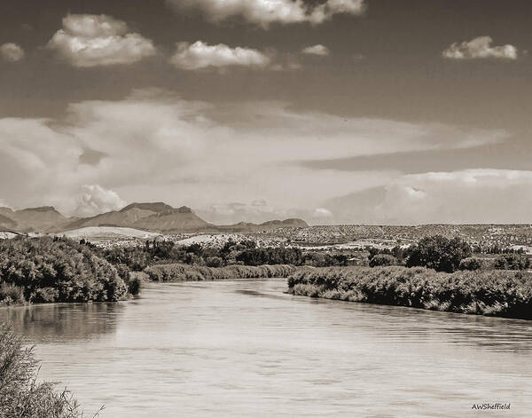 El Paso Art Print featuring the photograph Rio Grande in Sepia by Allen Sheffield