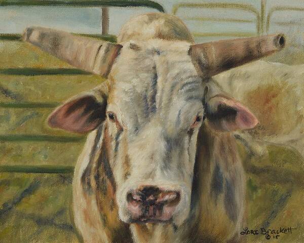 Stock Art Print featuring the painting Rodeo Bull 2 by Lori Brackett