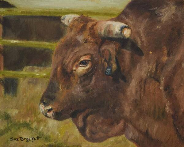 Stock Art Print featuring the painting Rodeo Bull 3 by Lori Brackett