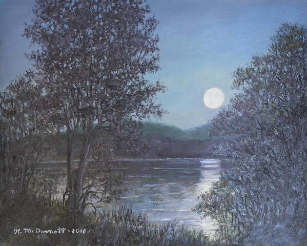 Moonrise Art Print featuring the painting Romance of the Moon by Kathleen McDermott