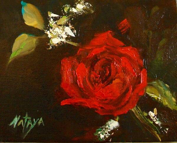 Red Art Print featuring the painting Rose Passion by Nataya Crow