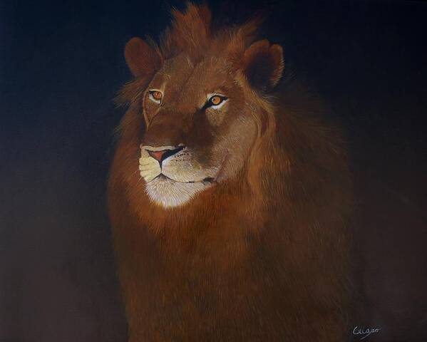 Lion Art Print featuring the painting Royalty by Jean Yves Crispo