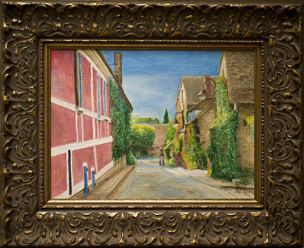 Streets Of Giverney In France Art Print featuring the painting Rue Claude Monet by Kathy Knopp