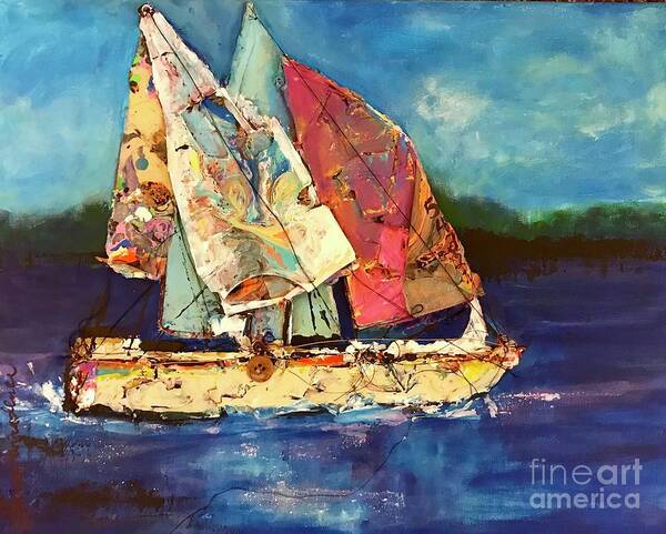 Boating Art Print featuring the painting Sails Away by Sherry Harradence