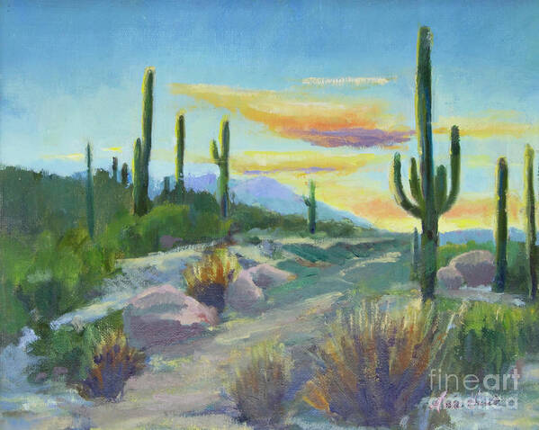 Sonoran Sun Art Print featuring the painting Salutation to the Tucson Sun by Maria Hunt