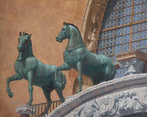 Horse Art Print featuring the painting San Marco Horses by Swann Smith