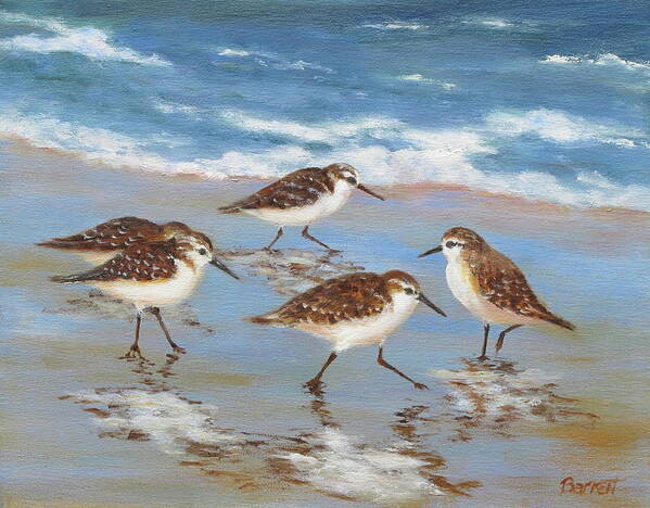 Sandpipers Art Print featuring the painting Sandpipers by Barrett Edwards