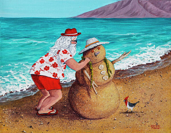 Santa Art Print featuring the painting Santa Building A sandman by Darice Machel McGuire