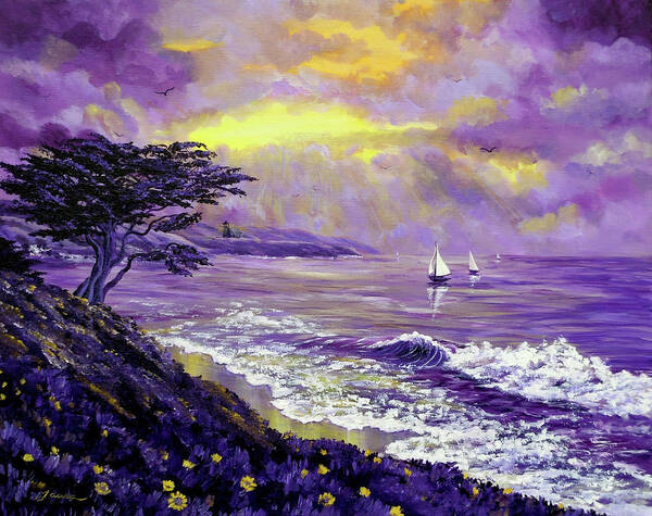 Seascape Art Print featuring the painting Santa Cruz Rhapsody by Laura Iverson
