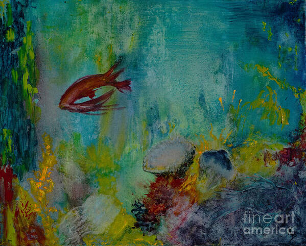 Fish Art Print featuring the painting Seascape by Karen Fleschler