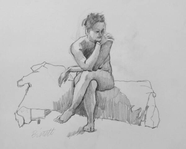 Life Art Print featuring the drawing Seated Nude 2 by Robert Bissett