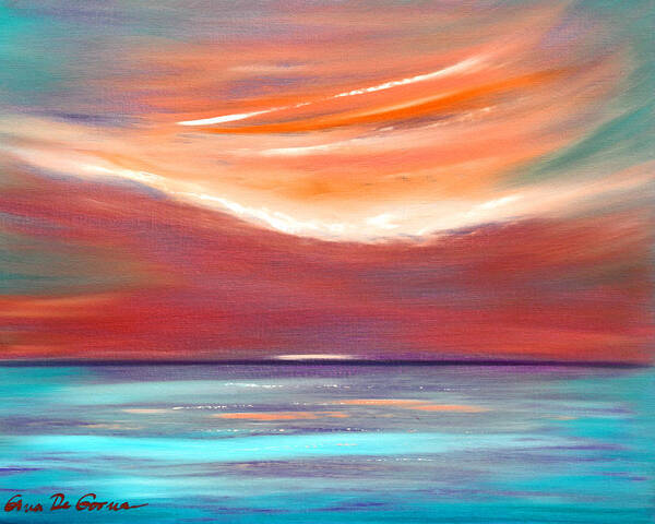 Sunset Art Print featuring the painting Serenity 2 - Abstract Sunset by Gina De Gorna
