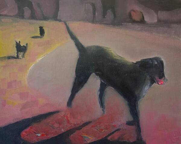 Dogs Art Print featuring the painting Shadow dancer by Suzy Norris