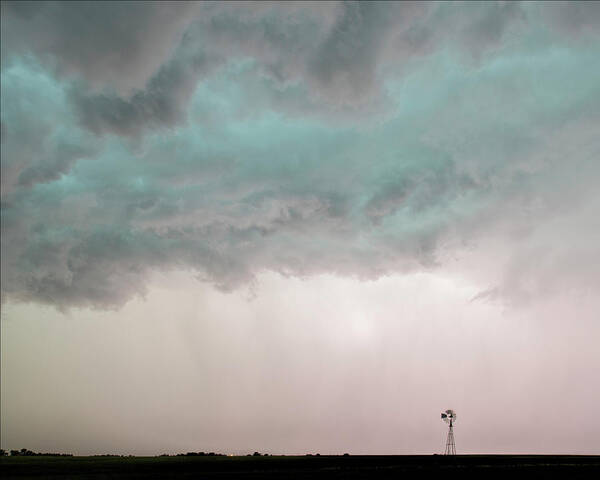 Kansas Art Print featuring the photograph Shelf Cloud and Windmll -04 by Rob Graham