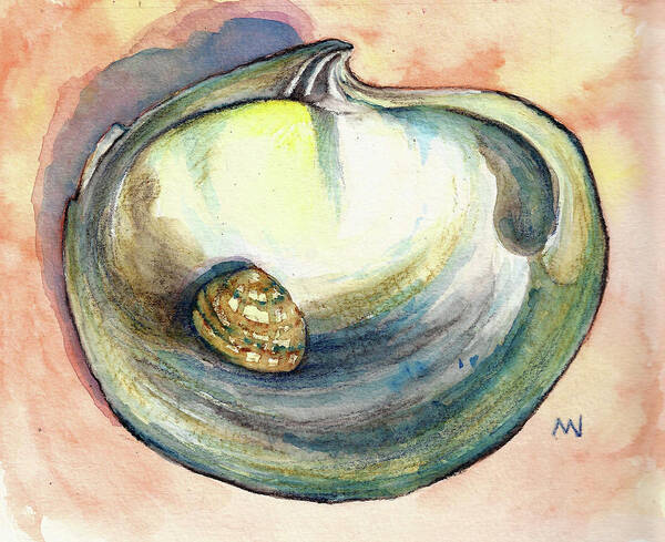 Shell Art Print featuring the painting Shell Study by AnneMarie Welsh