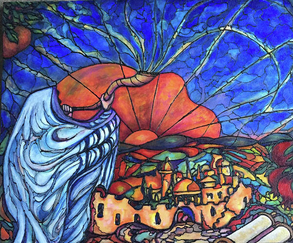 Painting Art Print featuring the painting Shofar by Rae Chichilnitsky