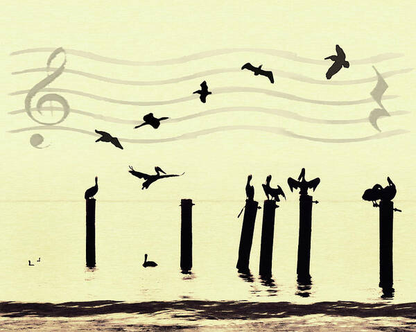 Silhouette Art Print featuring the digital art Shore Song by Deborah Smith