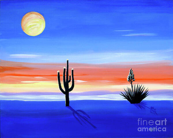 Cactus Art Print featuring the painting Silellnt Shadows by Phyllis Kaltenbach