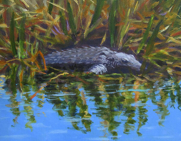 Gator Art Print featuring the painting Sir Gator by Anne Marie Brown