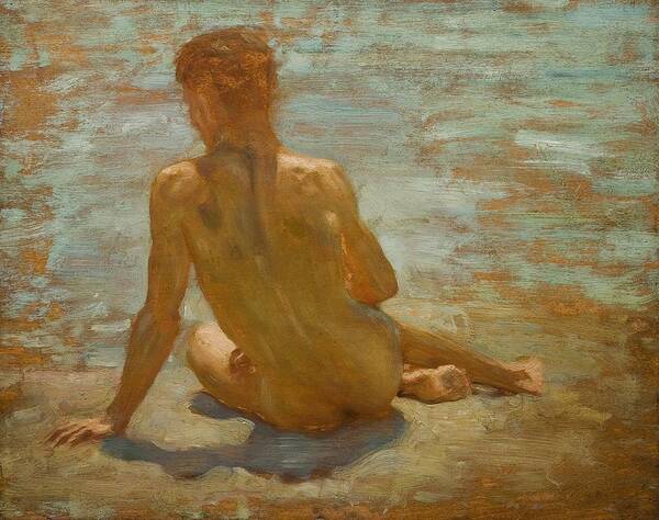 Sketch Of Nude Youth (study For Morning Splendour) Art Print featuring the painting Sketch of Nude Youth Study for Morning Spelendour by Henry Scott Tuke