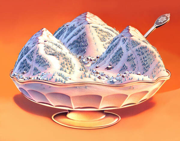 Ski Hills Art Print featuring the drawing Skiers Sundae by Robin Moline