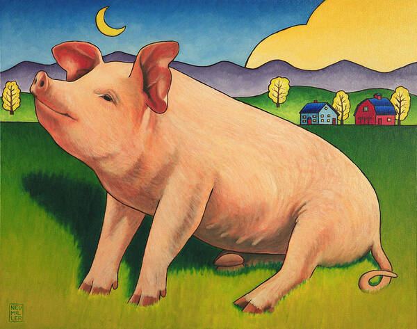 Pig Art Print featuring the painting Some Pig by Stacey Neumiller