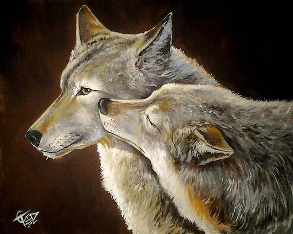 Wolves Art Print featuring the painting Soul Mates by Tom Carlton