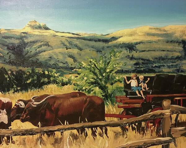 Landscape Art Print featuring the painting South African Ox Wagon by Leizel Grant