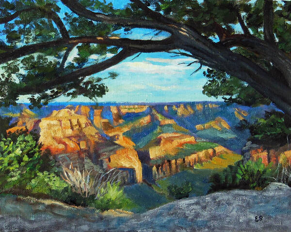 Landscape Art Print featuring the painting South Rim IV, Grand Canyon by Edward Skallberg