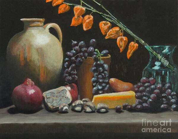 Still Life Art Print featuring the painting Spanish Urn and Japanese Lantern by Bob Williams
