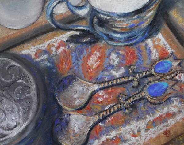 Still Life Art Print featuring the pastel Spoons and More by Sandra Lee Scott