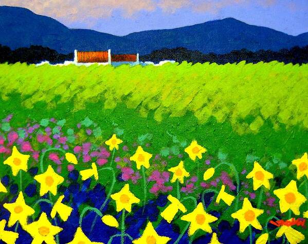 Irish Landscape Art Print featuring the painting Spring Daffs Ireland by John Nolan