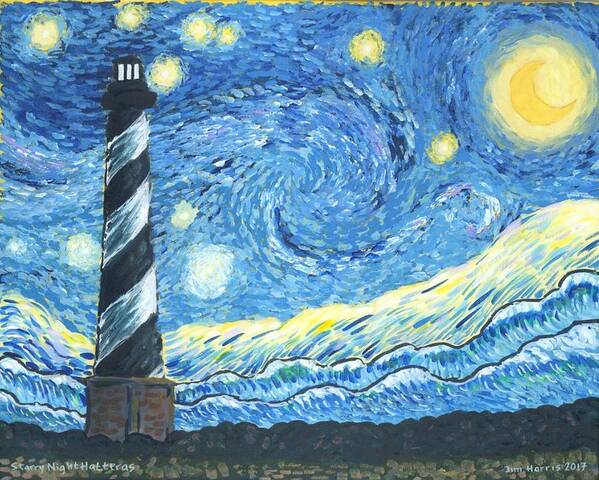 Hatteras Art Print featuring the painting Starry Night Hatteras by Jim Harris