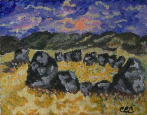 Spiritual Art Print featuring the painting Stone Circle by Carolyn Cable