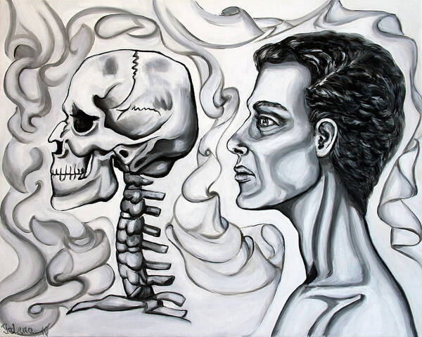 Skull Art Print featuring the painting Stranger by Yelena Rubin