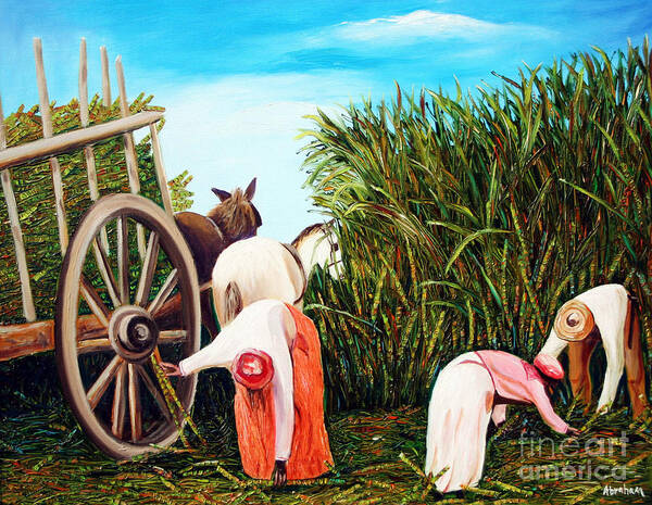 Cuban Art Art Print featuring the painting Sugarcane worker 1 by Jose Manuel Abraham