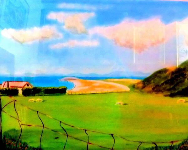Seascape Art Print featuring the painting Summer at Rhossili Bay by Rusty Gladdish